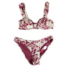 pink and white floral bikini
